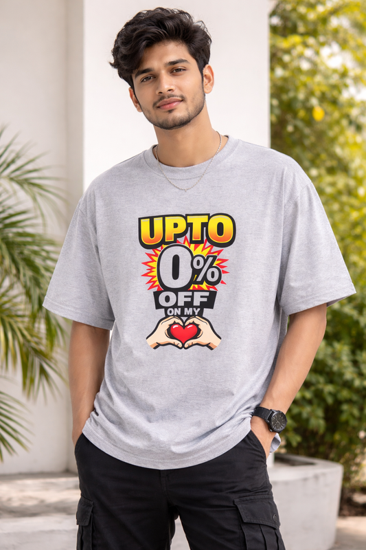 Upto 0% Off On My Heart Oversized Grey T-Shirt | Funny Love Quote Graphic Tee | 240 GSM Unisex Classic FitUnisex Oversized Classic T-Shirt