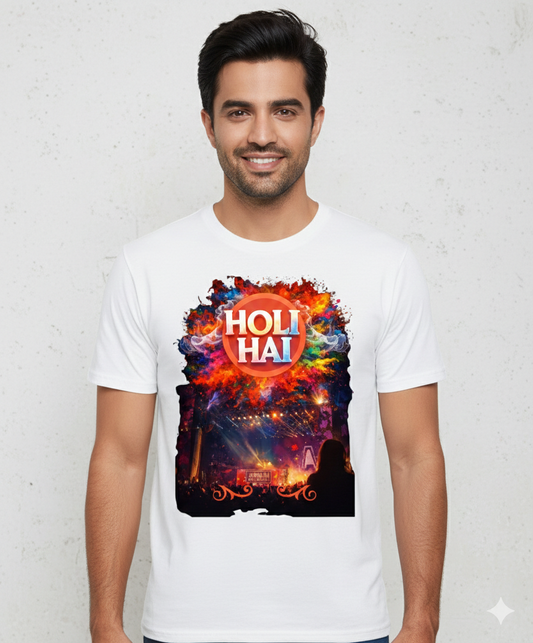 Holi Hai Music Festival Graphic T-Shirt – Color Splash Unisex Cotton Tee